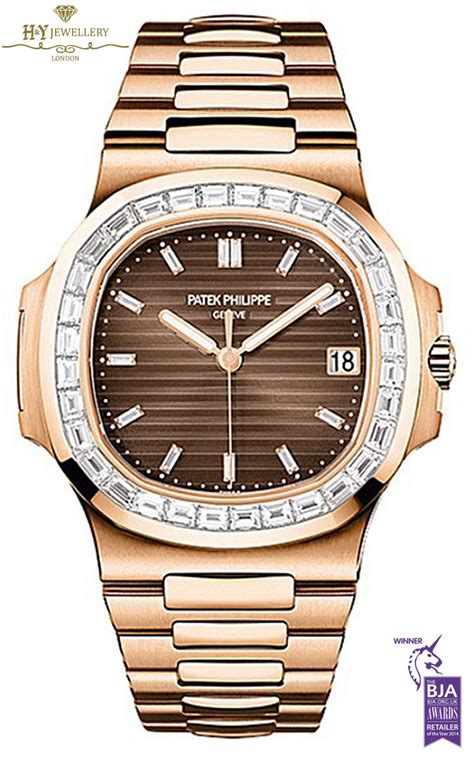 patek philippe nautilus rose gold chocolate|Patek Philippe Nautilus with diamonds.